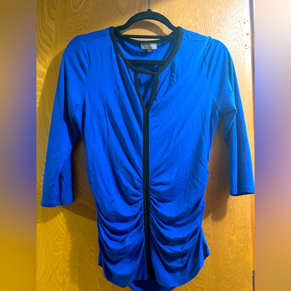 Vince Camuto Blouse Cobalt blue with v neck and defined waist on blouse